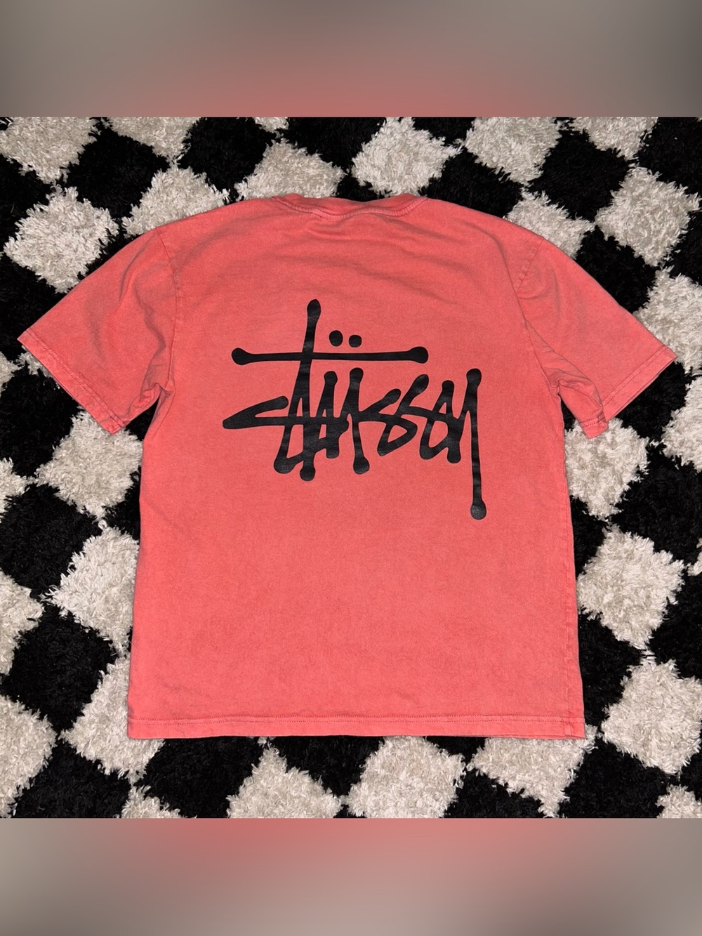 Stussy Coral (Pink/Red) T-Shirt - Men’s Small - Large Back Graphic Logo Tee - Picture 2 of 8